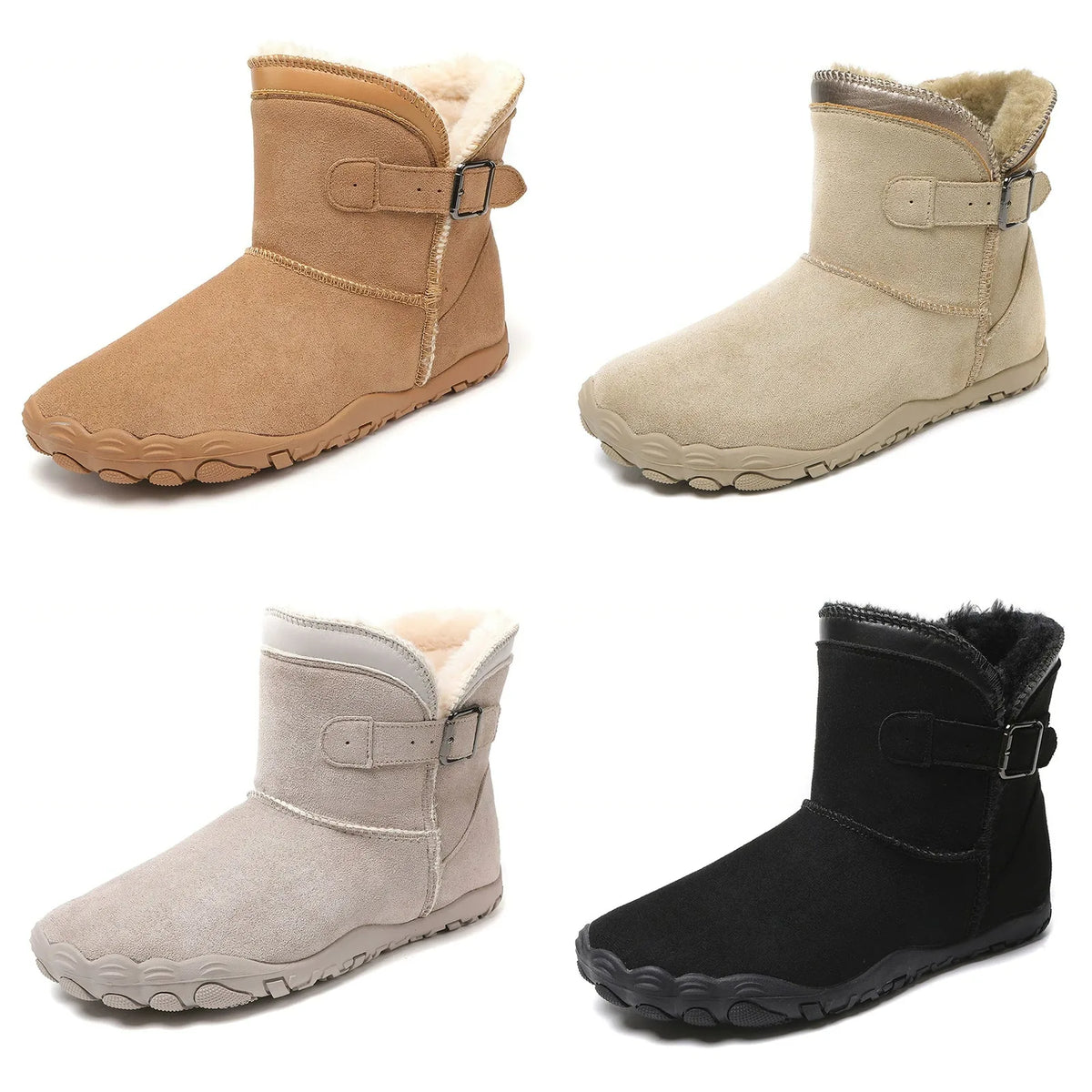 Barecozy Winter Boot in Chestnut, Sand, Light Gray and Black