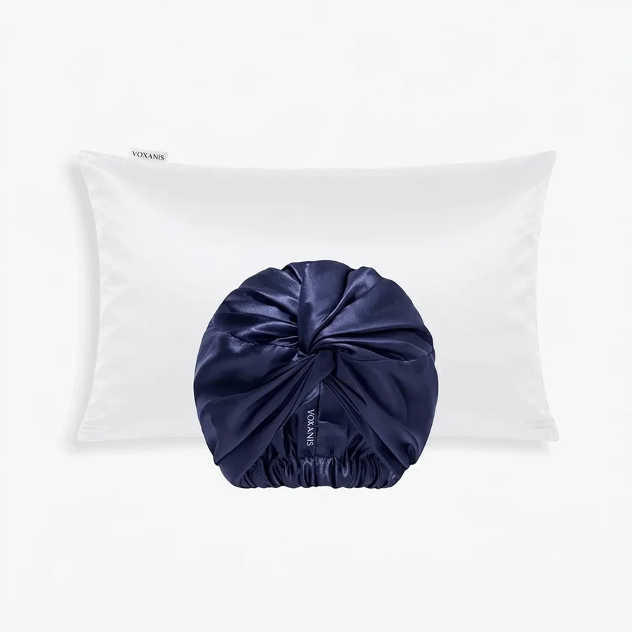 Pacchetto Dolcezza Voxanis, Federa Latte d'Avorio + Cuffia Blu Mezzanotte
