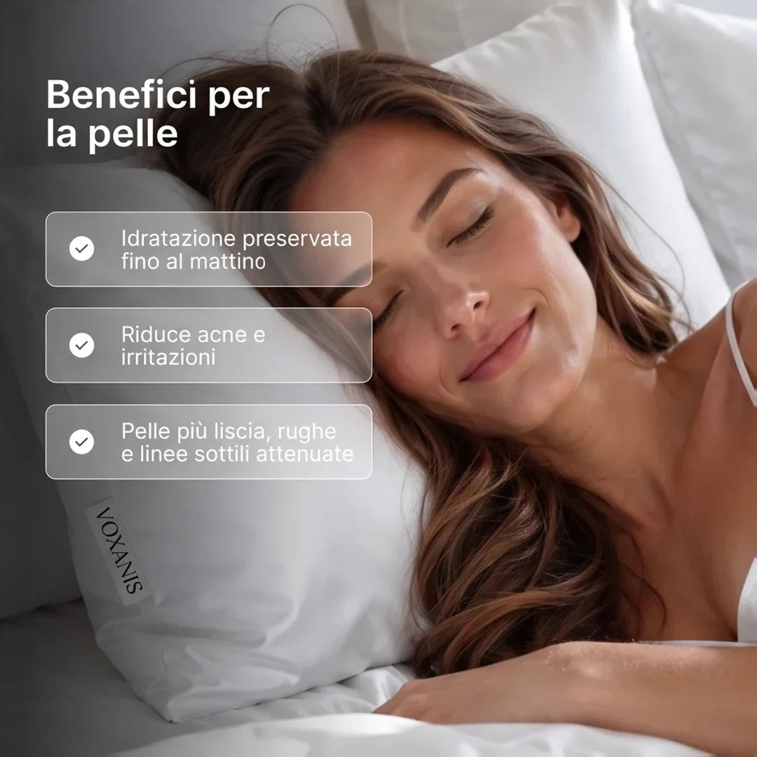 Benefici per la pelle con la federa in seta Latte d'Avorio: idratazione, meno acne e irritazioni, pelle più liscia