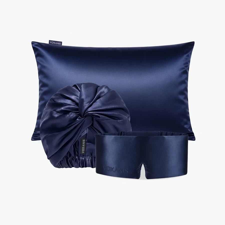 Pacchetto Signature Voxanis, Federa e Cuffia Blu Mezzanotte + Mascherina Zaffiro Notte